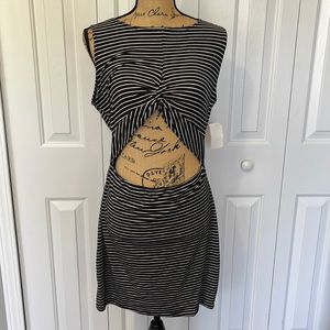 BNWT Charlotte Russe Black/White Striped Cutout Dress
